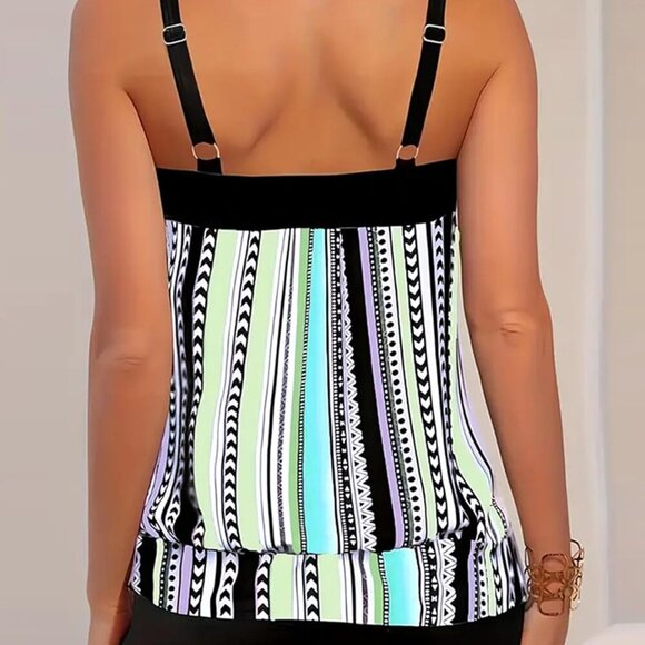 Two Piece Swimsuit for Women Tummy Control Bathing Suit with Boy Shorts Blouson - Picture 2 of 7